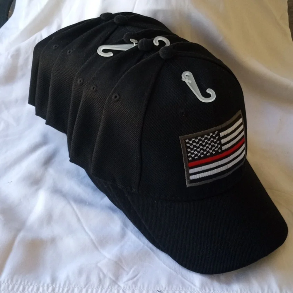 Bundle 6 FireMan USA Red Line Flag Black Baseball Cap Fire Man New